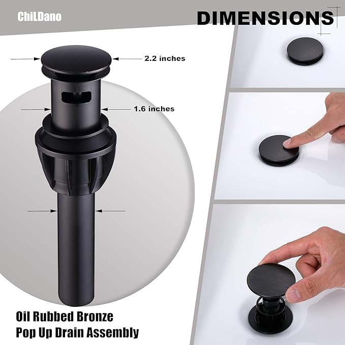 Bathroom Faucets with Pop Up Drain and Water Faucet Supply Hose, 8 Inch Widespread Bathroom Faucet 3 Hole 2 Handle, ChiLDano Oil Rubbed Bronze Bathroom Faucet CH2183ORB