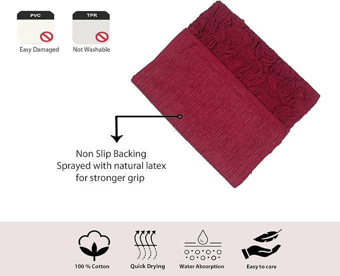 Home Weavers Bell Flower Toilet Lid Cover – 18"x18", 100% Cotton Tufted, Soft & Absorbent, Non-Slip, Machine Washable Bathroom Seat Cover, Red