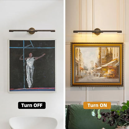Museum Gallery Bathroom Picture Light - 30 Inch Long Bronze Brass Dimmable Hardwired Wall Sconces with E12 Bulb - Frame Pictures Art Deco Sconce Lights for Painting Photo Artwork Library Vanity Over