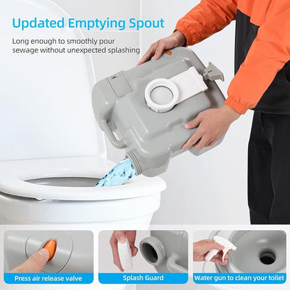 YITAHOME 5.3Gal Portable Toilet Camping Porta Potty with Carry Bag and Hand | Leak-Proof Indoor Outdoor Toilet with Level Indicator, Handle Pump, for RV Travel, Boat and Trips