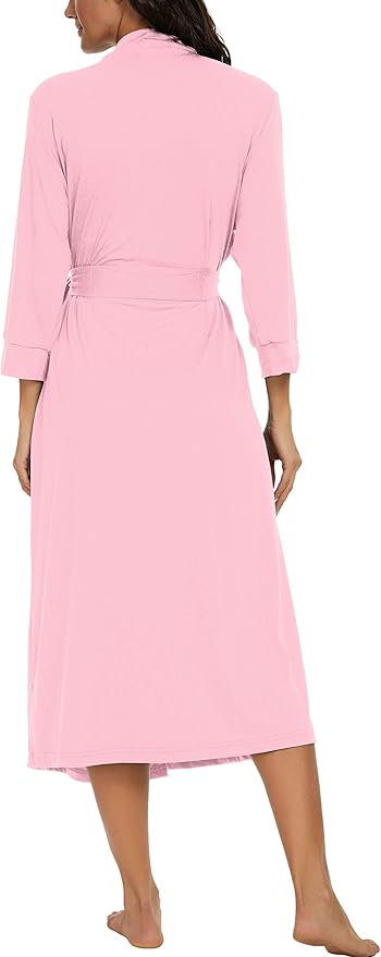 VINTATRE Women Kimono Robes Long Knit Bathrobe Lightweight Soft Knit Sleepwear V-neck Casual Ladies Loungewear