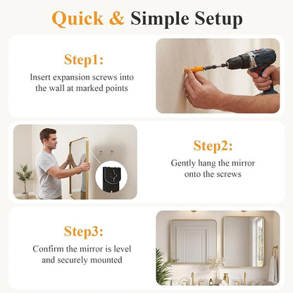Sweetcrispy Bathroom Wall Mirror, 40x30 Inch Mirror for Over Sink, Gold | Modern Wall Mount Vanity Mirror, Rounded Rectangle with Matte Brush Metal Framed, for Home Decor, Living Room, Bedroom