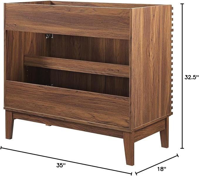 Modway Render 36" Bathroom Vanity Cabinet in Walnut - Sink Basin Not Included