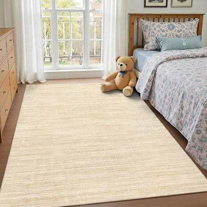 Garvee Living Room Rug 4x6 Modern Solid Color Area Rug for Bedroom, Camel | Neutral Washable Non Slip Non Shedding Contemporary Stain Resistant Foldable Mats for Living Room Entryway Dorm Office