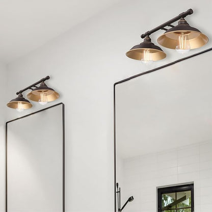 Westinghouse 6132900 Iron Hill Vintage-Style Two Light LED Indoor Wall Fixture, Oil Rubbed Bronze Finish with Highlights