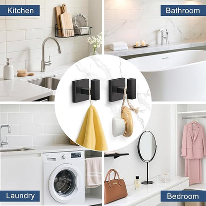 TURS 5-Pieces Matte Black Bathroom Hardware Accessories Set 23.6" Towel Bar Set Wall Mounted Square Toilet Paper Holder with Shelf Stainless Steel