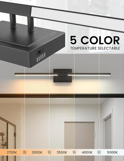 NIORSUN 31.5 Inch Modern Bathroom Light Fixture, 28W 5CCT Dimmable LED Black Bathroom Vanity Lights Over Mirror, Vanity Lights for Bathrooms Restroom Mirror- ETL Certified
