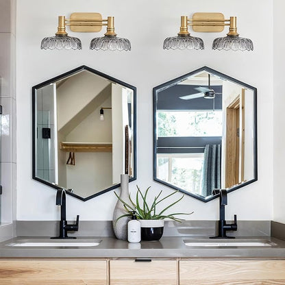 2 Light Bathroom Vanity Lights Grey Glass Lampshade Wall Sconces Vintage Vanity Lighting Fixtures for Kitchen Dining Room Bedroom Hallway