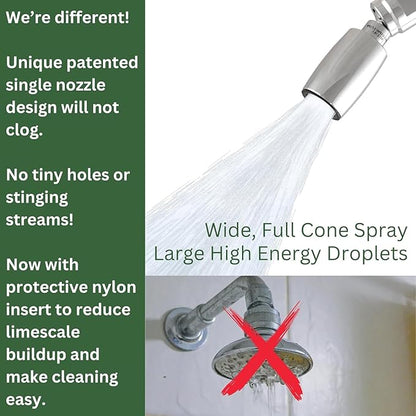 High Sierra® - CLASSIC™ Solid Lead-Free Metal 1.25 GPM Award Winning. Ultra Low Flow Shower Head. Patented Nozzle Never Clogs - Polished Brass Finish