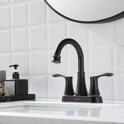 PARLOS 2-Handle Bathroom Sink Faucet High Arc Swivel Spout with Metal Drain Assembly and Faucet Supply Lines, Oil Rubbed Bronze, Demeter 13628