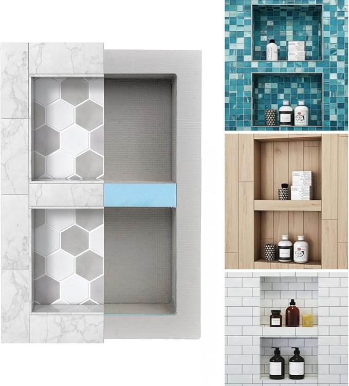 Shower Niche, Shower Niche Insert Tile Ready, 12x20 (13x21), Prefab Box | Houseables Recessed Bathroom Storage, Shelf Insert, Built In Wall Cubby, Recessed Shampoo Caddy, Inset Shelves, Tile Ready