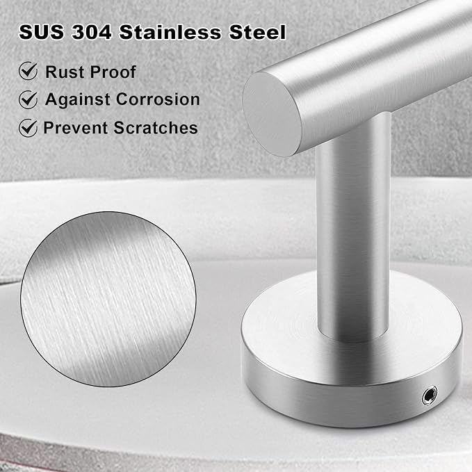 4sets Towel bar Set Includes 4 Packs 24 inch Towel bar, Organize Your Bathroom Towel and More Bathroom Accessories-Brushed Silver