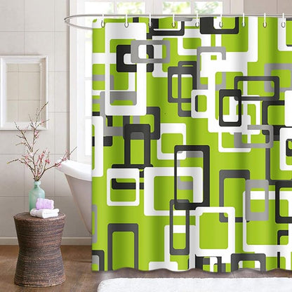 Shower Curtain, for Bathroom Decor 72 x 72 Inch, Modern Lime Green | Black Gray White Waterproof Polyester Fabric Shower Curtains Set with Hooks