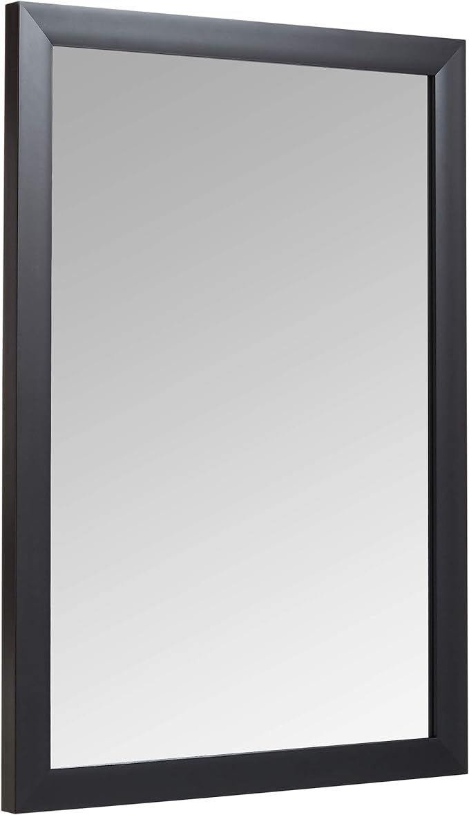 Amazon Basics Rectangular Wall Mount Mirror for Bedroom, Living Room, Entryway, Standard Trim, 20" x 28", Black