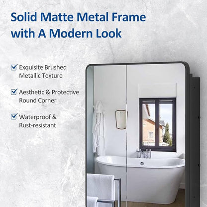 ACEMIRO 30x32 Inch Bathroom Medicine Cabinet with Mirror Black Metal Framed Mirror Cabinet Recessed or Surface Wall Mounted Medicine Cabinets for Bathroom