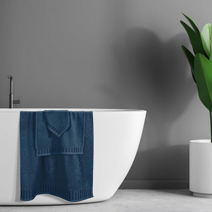 Ultra Soft 3 Pack Cotton Towel Set, Contains a Bath Towels 28x55 inch, a Hand Towels 16x24 inch & a Wash Coths 12x12 inch, Ideal Everyday use, Compact & Lightweight - Mineral Blue