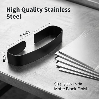 Taozun Hand Towel Holder Black 8.6" Self Adhesive Towel Bar Stainless Steel | No Drill, Unique Square-Round Design, Strong Design Sense, for Bathroom/Kitchen/RV, Renter Friendly, Heavy Duty