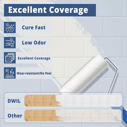 DWIL Tub Paint, Tub and Tile Refinishing Kit with Tools, Bathtub Paint Water Based &Low Odor, Easy to Use for Sink Bathroom Shower, Vanilla White 35oz/50-55sq.ft