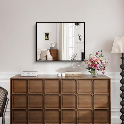 KOCUUY Black Mirror, 24x30 Inch Rectangle Bathroom Mirror for Over Sink, HD Tempered Glass, Anti-Rust Frame, Modern Design for Bathroom, Bedroom, Living Room, Entryway, Hang Horizontal/Vertical