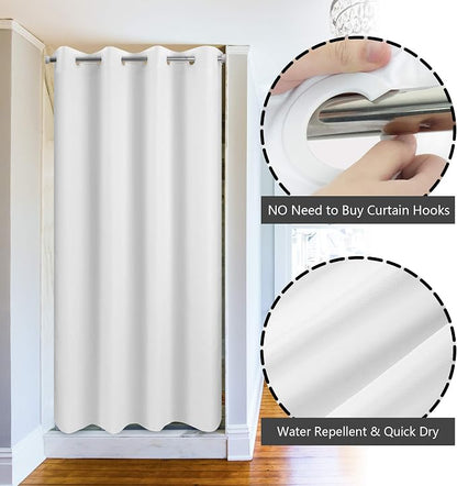 River Dream No Hook Stall Shower Curtain or Liner Microfiber White, 36x74 | Waterproof Small Fabric Shower Curtain Set for Narrow Stall, Bottom Magnets, Soft & Machine Washable, 36W x 74H