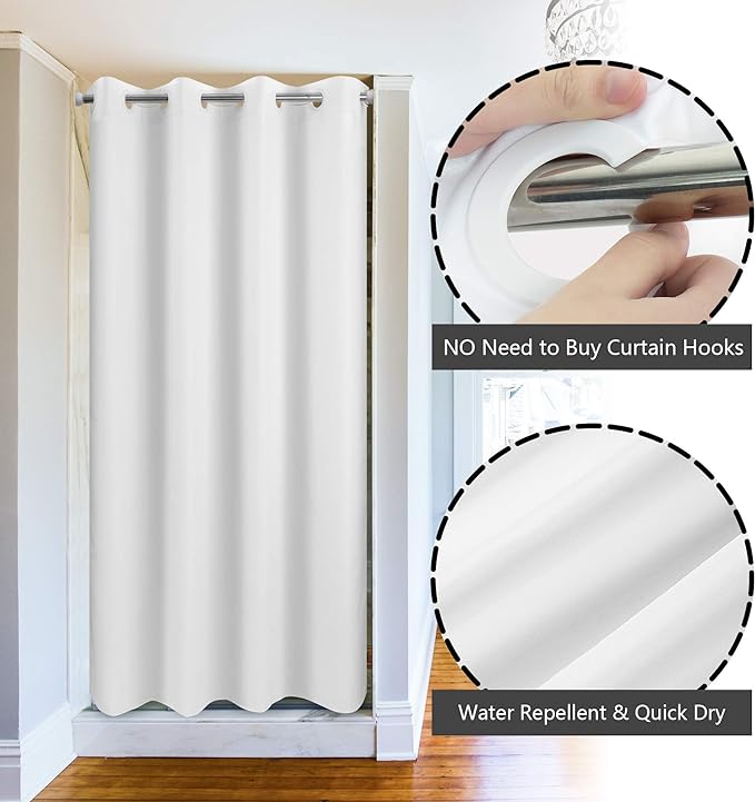 River Dream No Hook Stall Fabric Shower Curtain 48" Wide - Soft Microfiber Shower Stall Curtain Hotel Grade, Waterproof & Machine Washable, White, 48x74 | Waterproof Fabric Shower Curtain Set, Bottom Magnets, Soft & Machine Washable, 48W x 74H