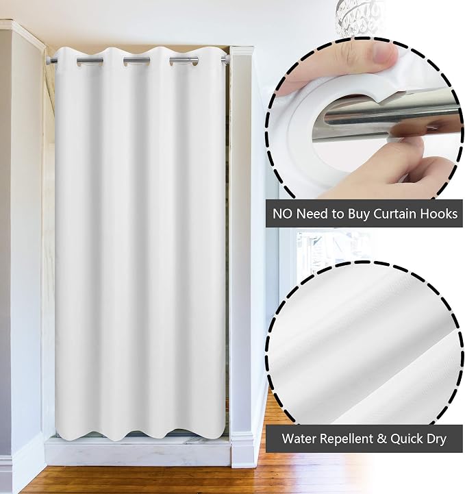 River Dream No Hook Stall Shower Curtain Microfiber Fabric - Soft 42" Width Shower Stall Curtain Hotel Grade, Waterproof & Machine Washable, White, 42x74 | Waterproof Fabric Shower Curtain Set, Bottom Magnets, Soft & Machine Washable, 42W x 74H
