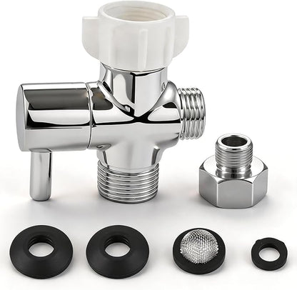 Bidet T Adapter with Shut off Valve,Solid Brass T Valve for Bidet Toilet 7/8” X 7/8” X 1/2”or 3/8”,Tee Connector Bidet Attachment for Toilet