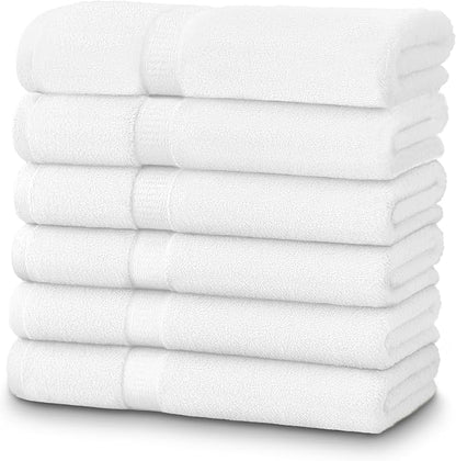 ZUPERIA 6-Pack Bath Towels - 30" x 60" - 100% Cotton Large Bath Towels - Soft & Absorbent for Bathroom, Pool, Gym, Spa, and Hotel Use (White)
