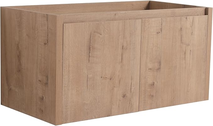 36" Floating Bathroom Vanity,36 Inch Bathroom Vanity Without Top Sink,Modern Floating Vanity Cabinet,Brown Wall Mounted Cabinet with Soft Closing Doors,Plywood(Sink Basin Not Included)