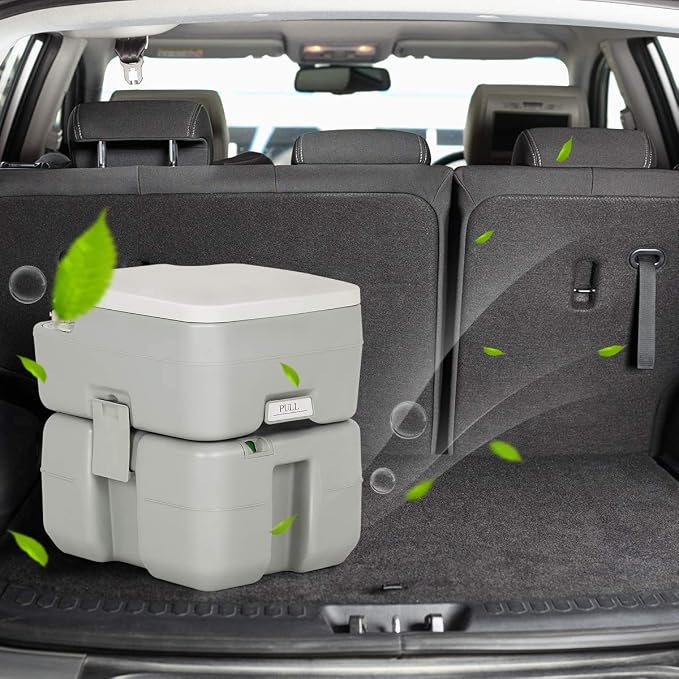 HAPPYGRILL Portable Toilet Outdoor Mini Toilet with Piston Pump Flush for Camping Boating Traveling