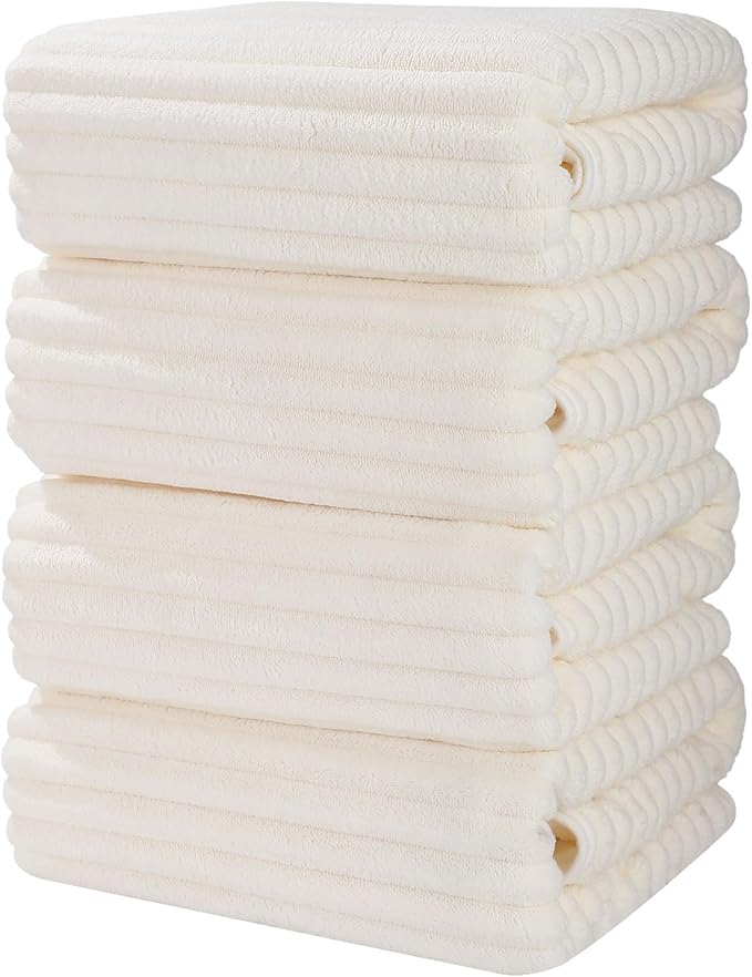 Luxury 4-Piece Quick-Dry Bath Towel Set 27.5X 55 Inches – Ultra Soft Microfiber for Bathroom, Bar, Pool, Gym & Travel – Elegant Twill Design