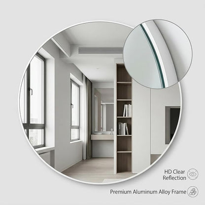 HARRITPURE Round Mirror 20 White Wall Mounted Circle Mirrors | Vanity Mirror with Aluminum Alloy Frame, Modern Decoration for Bathroom, Living Room, Vanity, Bedroom, Entryway