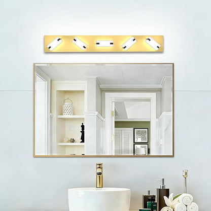 LED Gold Bathroom Light Fixtures , 5-Light 5700K Modern Vanity Lights | NOVELUX LED Gold Bathroom Light Fixtures, 5-Light Modern Vanity Lights , ETL Listed, 35W (Cool White 5700K)