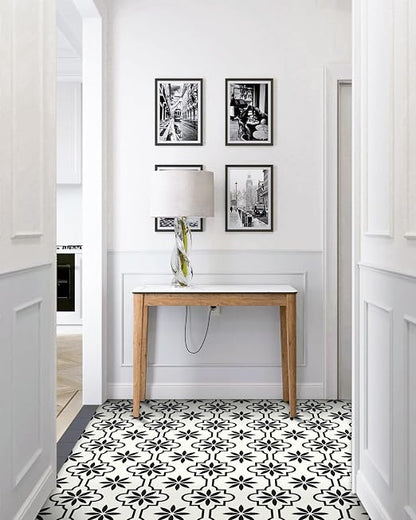MORCART Peel and Stick Floor Tile, Vinyl Flooring Waterproof, DIY Flooring for Bathroom, Kitchen, Fireplace, Pet House, Stairs, Bedrooms, Wall (20PCS,7.87" x 7.87",Black)