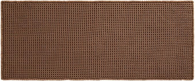 TYUU Waffle Runner Rug Bathroom, Long Boho Bath Mat, 60x24 Mocha | Super Absorbent Quick Dry Bath Rug, Non-Slip Backing, Soft Waffle Washable Farmhouse Bathroom Mats, Tub, Shower & Home Decor