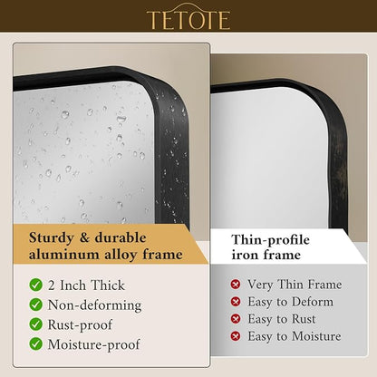 32 x 36 Inch Black Mirror for Bathroom,Vanity Mirror, Modern Rectangle Round Corner Matte Framed Mirror (Horizontal/Vertical)