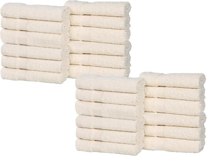 Superior 24-Piece Cotton Face Towel/Washcloth Set, Small Towels for Facial, Spa, Resort, Quick Wash, Gym, Resort, Bathroom Essentials, Master/Guest Bath Decor, Soft, Franklin Collection, Ivory