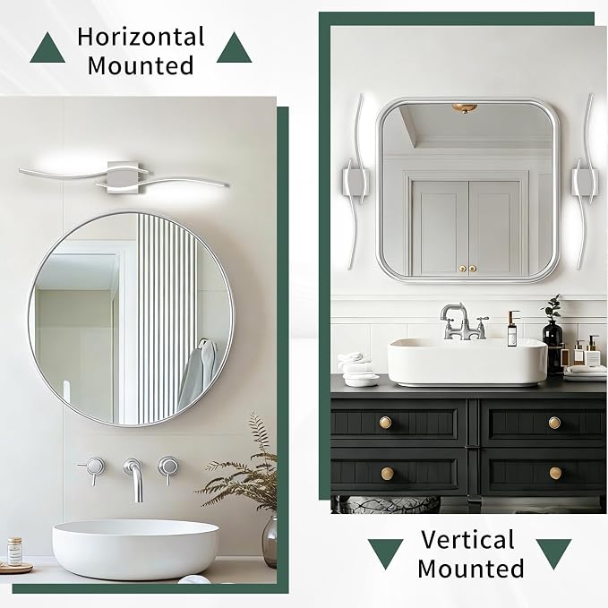 LED Bathroom Vanity Light 5CCT 32in, Brushed Nickel | 2700K-6500K Selectable, CRI>80, Rust-Proof Metal & Acrylic, ETL Certified, For Bathroom Mirrors, Washrooms, Vanity Areas