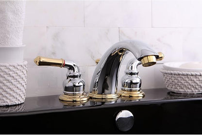 Kingston Brass KB964 Magellan Widespread Bathroom Faucet with Retail Pop-Up, Polished Chrome/Polished Brass