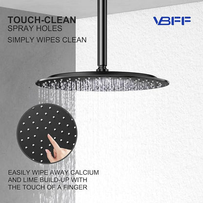 VBFF-Shower Head,rain shower head, 12 inch- Round Shower Head, 1.8 GPM Flow Rate, rainfall showerhead,VBFF13 (Matte Black)