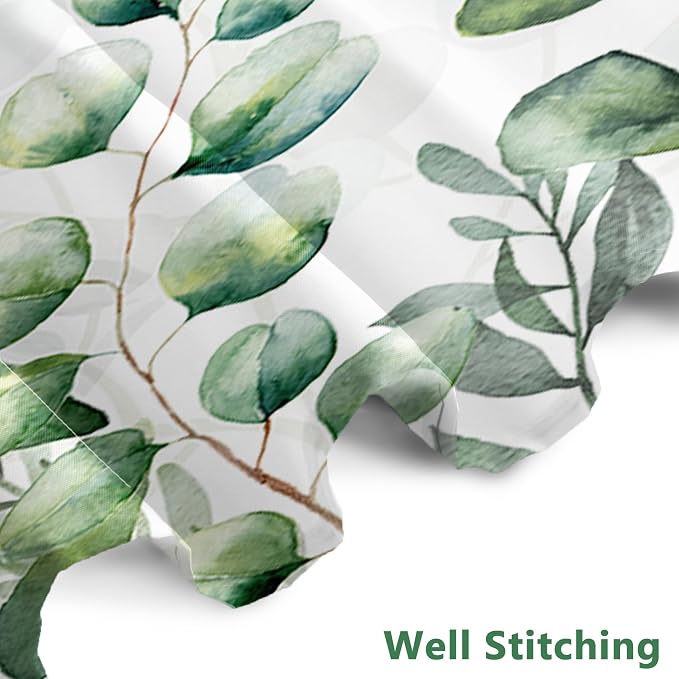 AWERT Small Half Size Stall Shower Curtain with 6 Hooks Shower Stall Curtain 36 x 72 Plant Sage Green Leaves 36 inch Bathroom/RV and Camper (Green Leaves)