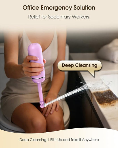 Portable Bidet for Travel & Camping - Manual Squeeze Peri Bottle Handheld | 3 Leak-Proof Seals | BPA-Free | Feminine Hygiene Care Postpartum | Extendable Sprayer with Nozzle for Men&Women-Light Purple