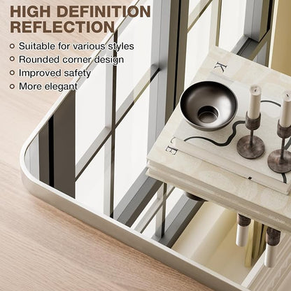 16"x20" Bathroom Mirror for Over Sink, Brushed Nickel Vanity Mirror | Aluminum Alloy Frame, Clear Reflection, Rust-Resistant, Vertical or Horizontal, Wall Mount, Bedroom and Entryway