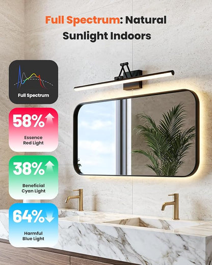 Morden Bathroom Light Fixtures,Black Vanity Lights, 360°Rotatable 24IN Vanity Fixture Over Mirror with 5CCT&Dimmable Wall Lamp, Eye-Friendly Led Bath Bar For Makeup Shaving-ETL, Ideal Gift for Holiday