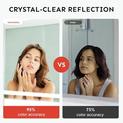 28x20 Inch LED Bathroom Mirror with Lights, Anti-Fog, Dimmable | Backlit & Front Lit Lighted Vanity Mirror for Wall, Smart Bathroom Mirror with Memory Function, Tempered Glass