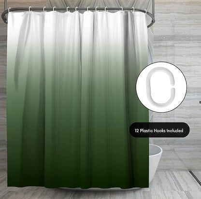 Americanflat 71x74 Green Ombre Shower Curtain - Water-Resistant Long Shower Curtain with Durable Metal Grommets and 12 Hooks - 100% Polyester