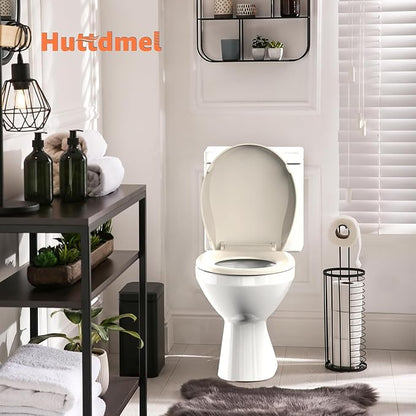 Round Toilet Seat Soft Close 16.5", Standard Universal Toilet Lid Round with PP Material Safe, Easy to Clean and Install, Ergonomic design, Never Loosens,2 Years Support, Almond Plastic