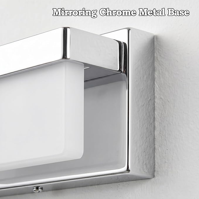 URSOLA LED Bathroom Vanity Light Fixture Over Mirror 24.4 inch Modern Rectangle Finishing Bath Vanity Lighting Bar 4000K Daylight Wall Sconce (Chrome)