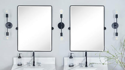 TEHOME Pivot Mirror Oil Rubbed Bronze Tilt Mirror Large Metal Framed Rectangle Tilting Beveled Vanity Mirrors for Wall, Vertical Hanging, Overall 34.14 x 40 inches (Mirrror 30 x 40 inches)