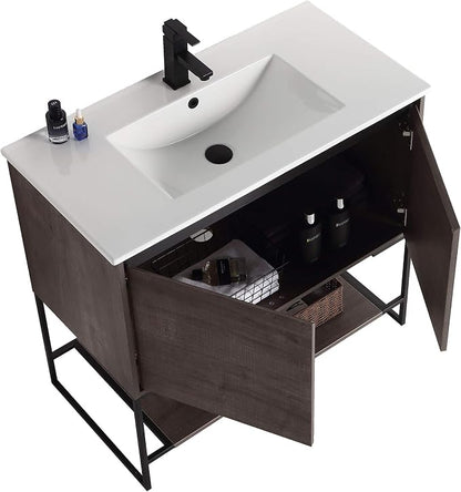 36" Inch Bathroom Vanity and Sink, Knob Free Design - Urbania Collection